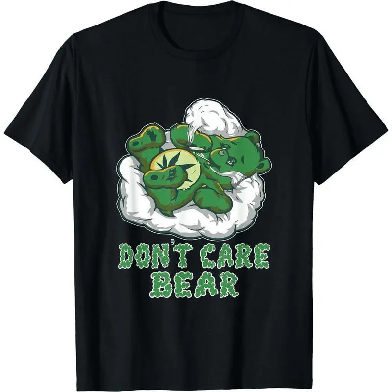 100% Cotton Graphic T-Shirt for Men & Women, Casual Distressed Shortsleeve Top with Funny Smoking Bear Design, Menswear, Round Neck