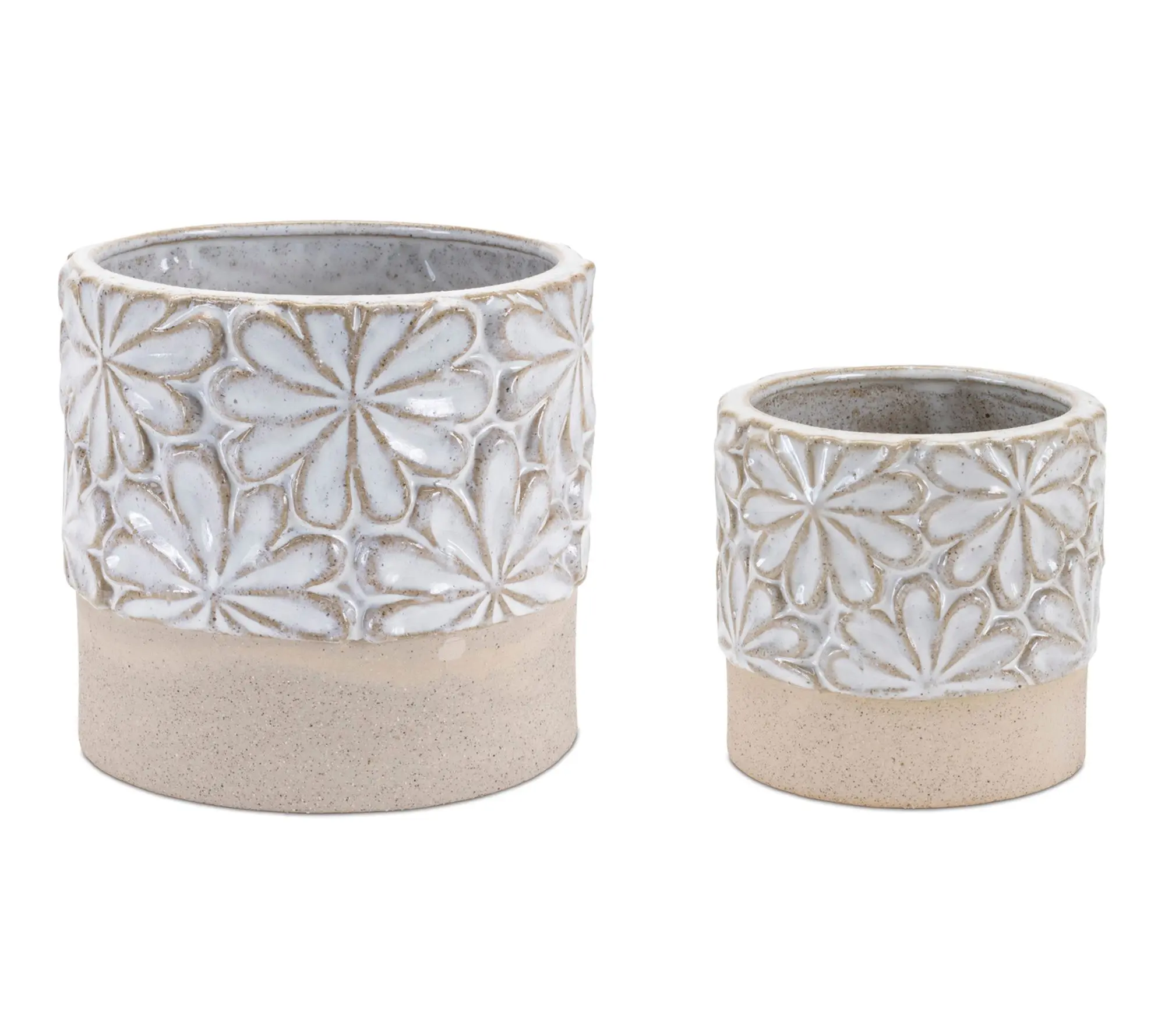Melrose International Ceramic Floral Planter (Set of 2)