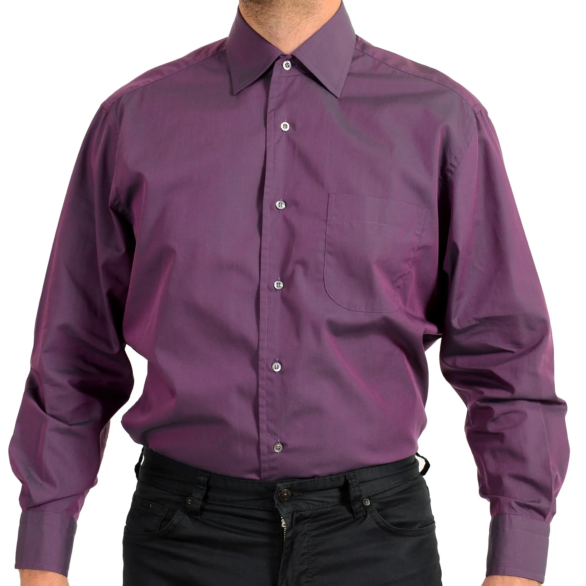 Hugo Boss Men's Dark Purple Long Sleeve Button Down Dress Shirt US 16 IT 41