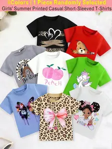 8Colors Available, Send One Random ，Send One piece，Cartoon Fashion Print,Spring and summer, casual wear, casual clothing, cute designs, trendy fashion, comfortable materials, durable, fashionable Short T-shirts, youthful, apparel