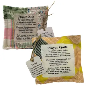 Mini Scripture Pocket Prayer Quilt - Cross Sewn Colorful Style, Thoughtful Christian Appreciation Gift, Perfect for Women, Clergy & Grandparents (Holiday Favor)