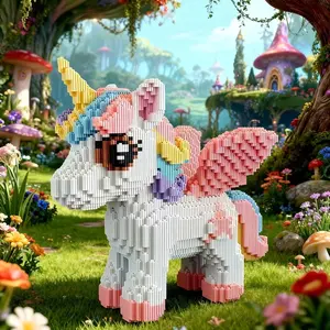 2835 Piece Rainbow Horse Stem Building Blocks Set, Challenge Level, Room Decoration, Perfect Gift for Birthday Halloween Valentine's Day Christmas