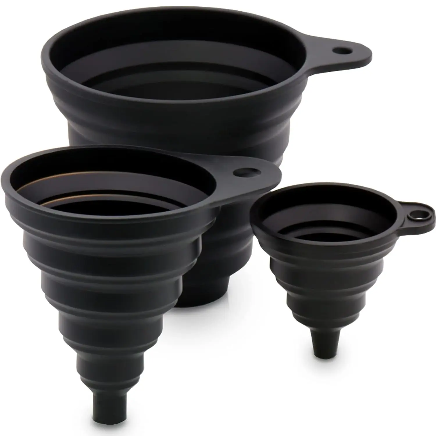 3 Sizes of Kitchen Funnel Set,  Grade Funnels for Filling Bottles, Premium  Collapsible Funnel for Transferring Liquid, Powder Transfer, Large Wide Mouth Canning Funnel, Small Funnel
