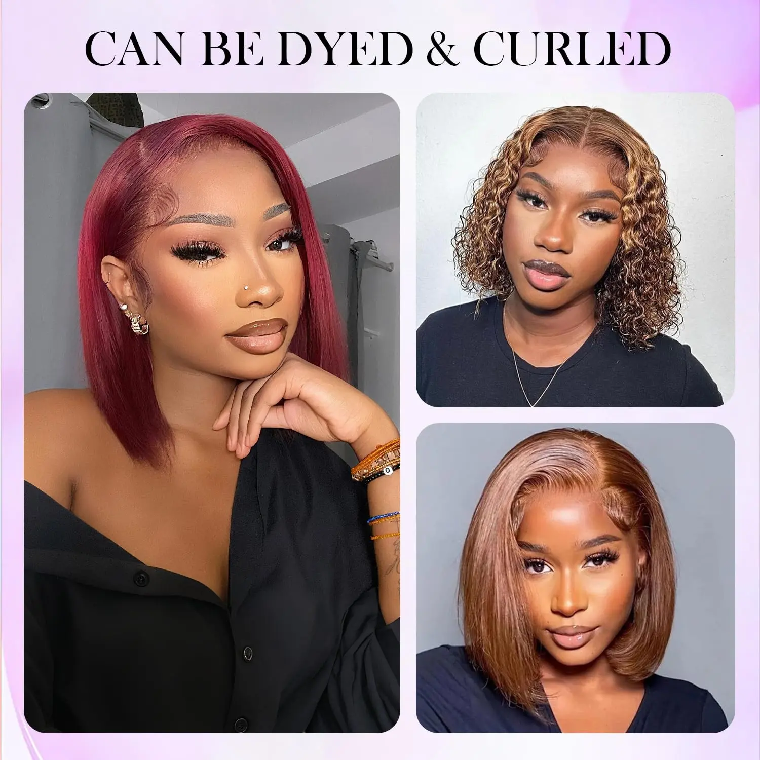 GK Highlight Lace Front Bob Wig Human Hair for Black Women 4 