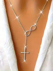 Women's Adjustable Pendant Necklace, Fashionable Daily Wear Jewelry, Unique Design Accessory for Women, Perfect Gift Idea, Dainty Cross Necklace