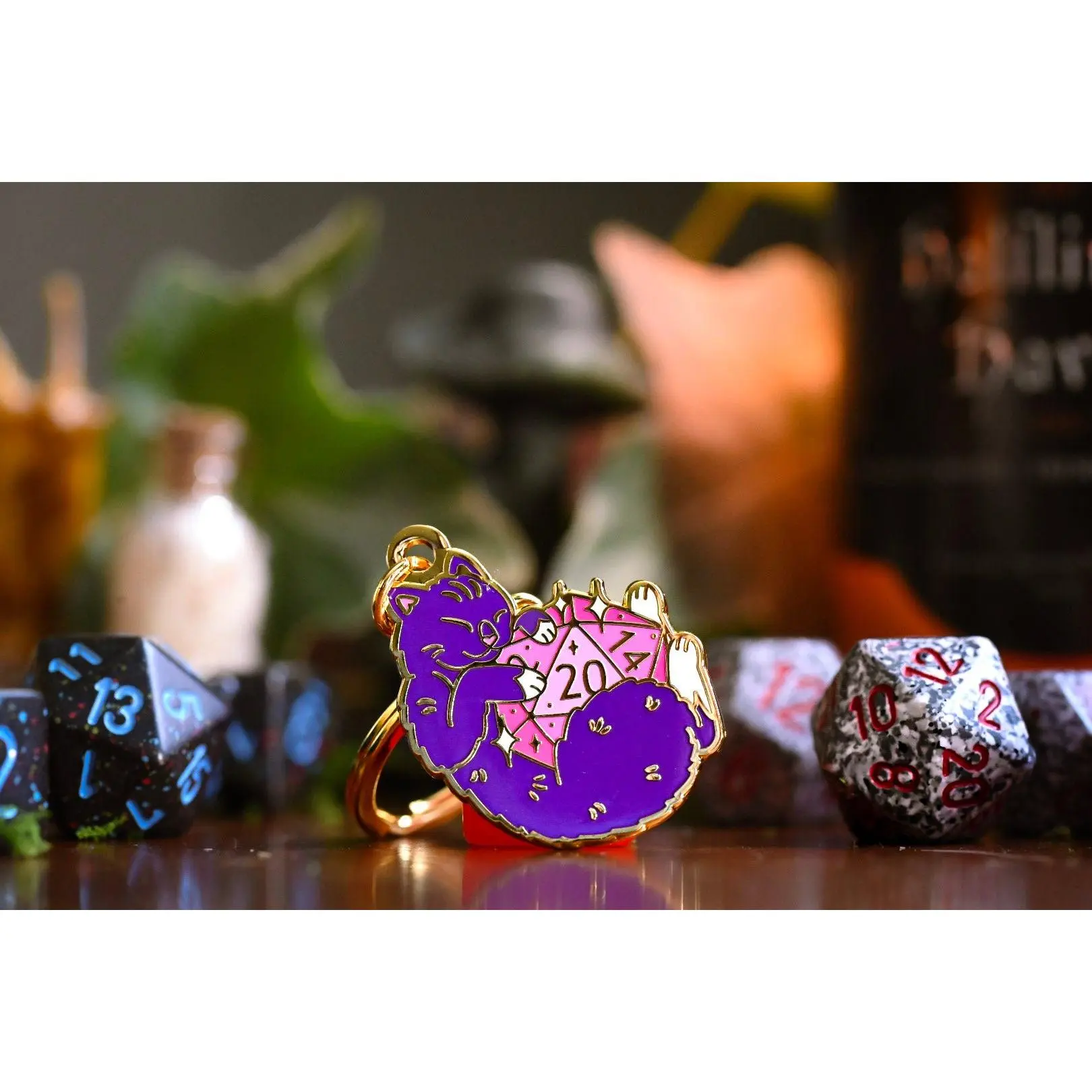 DND Cat Enamel Keychain