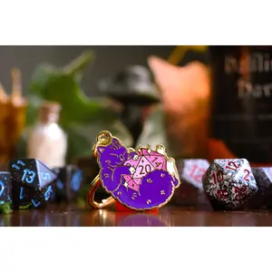 DND Cat Enamel Keychain