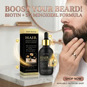 EAST MOON 60ML Beard Serum | Lightweight Moisturizer to Strengthen & Soften Patchy Facial Hair