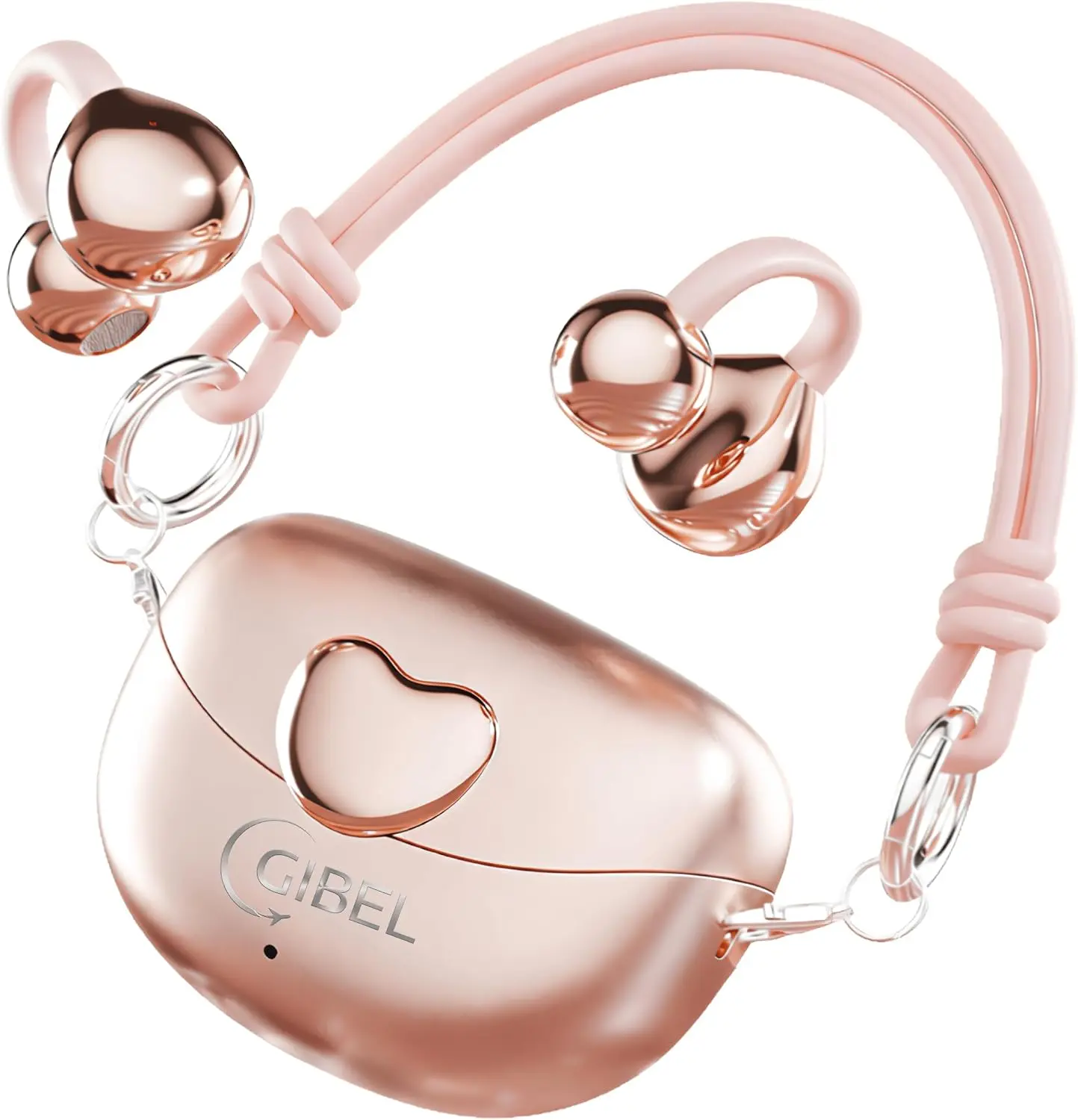 Gibel M106 Mini Heart Earbuds,Wireless Earphones with Case,(Pink) | 60 Hours Playlist ,fast charging, HD microphone calling and noise reduction, Sweatproof and waterproof Lightweight