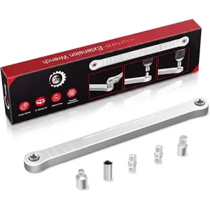 Offset Extension Wrench  Ready 3/8" for Tight Spaces, Wrench Extender Tool with 3/8", 1/4", 1/2" Square Drive Adapters and 1/4" Socket (SILVERY)