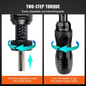 fathersdaygift VEVOR Torque Screwdriver, 1/4 Drive Screwdriver Torque Wrench, Electrician Torque Screwdriver with Scale, 10-70 in/lbs Torque Range, 1 in-lbs Torque Increment Torque Screwdriver with Bits Case