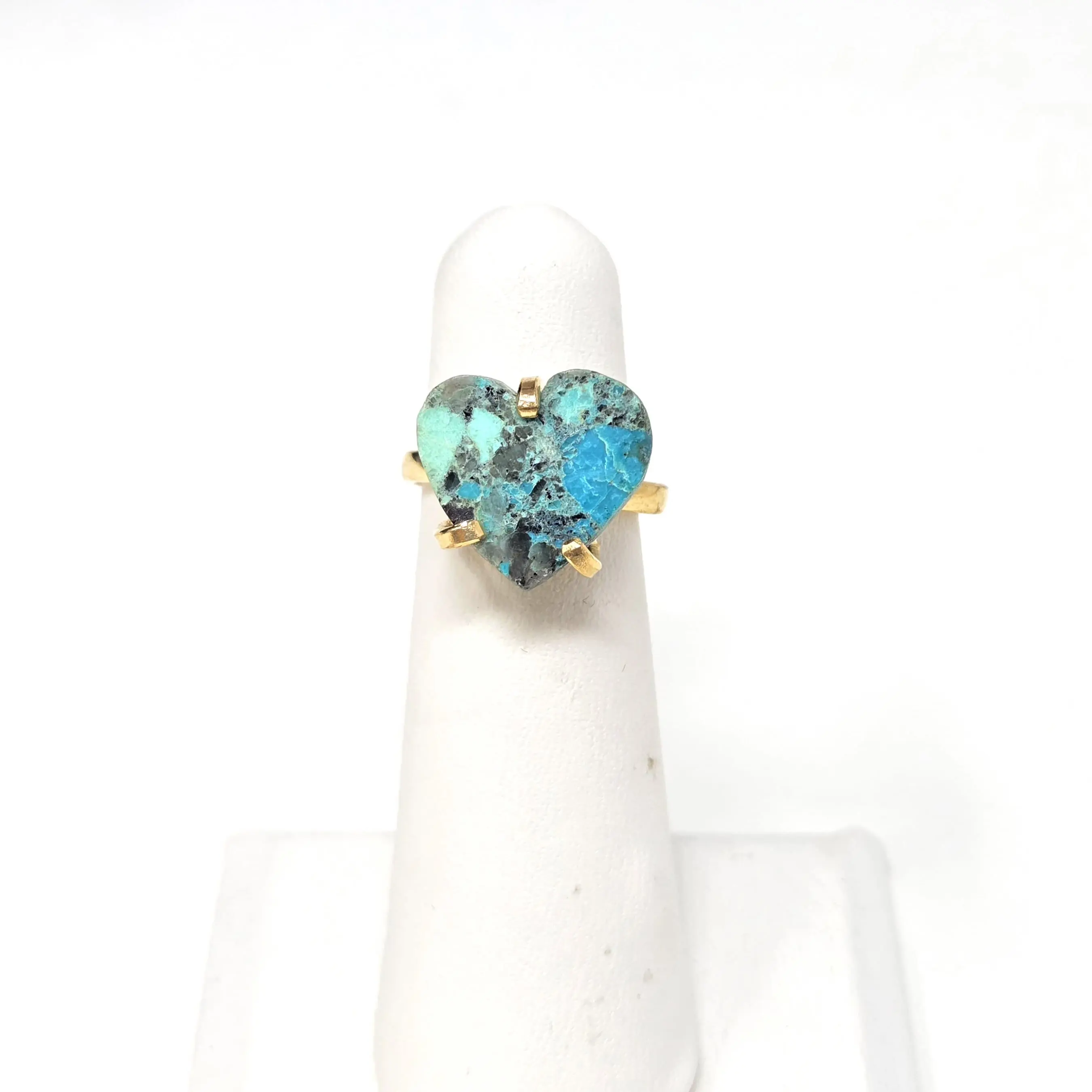 Chrysocolla Heart Simple Band Ring