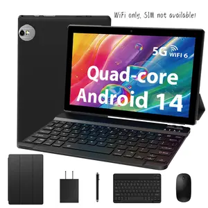 Android 14 Tablet 10.1" IPS HD, WiFi Only, Google GMS Certified, Netflix 1080P, 8000mAh Battery, with Keyboard Mouse Stylus Case
