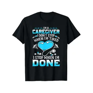 I'm a Caregiver" Graphic T-Shirt - Unisex Cotton Casual Tee with Inspirational Quote, Heart & Stethoscope Design, Perfect Gift for Nurses, Family, and Friends on Mother's Day, Father's Day, Christmas, or Birthdays