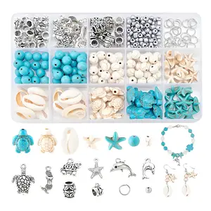 Ocean Series Handmade Kit, Artificial Starfish Turtle Polymer Beads Acrylic Shell Accessories, Jewelry Making Craft Supplies