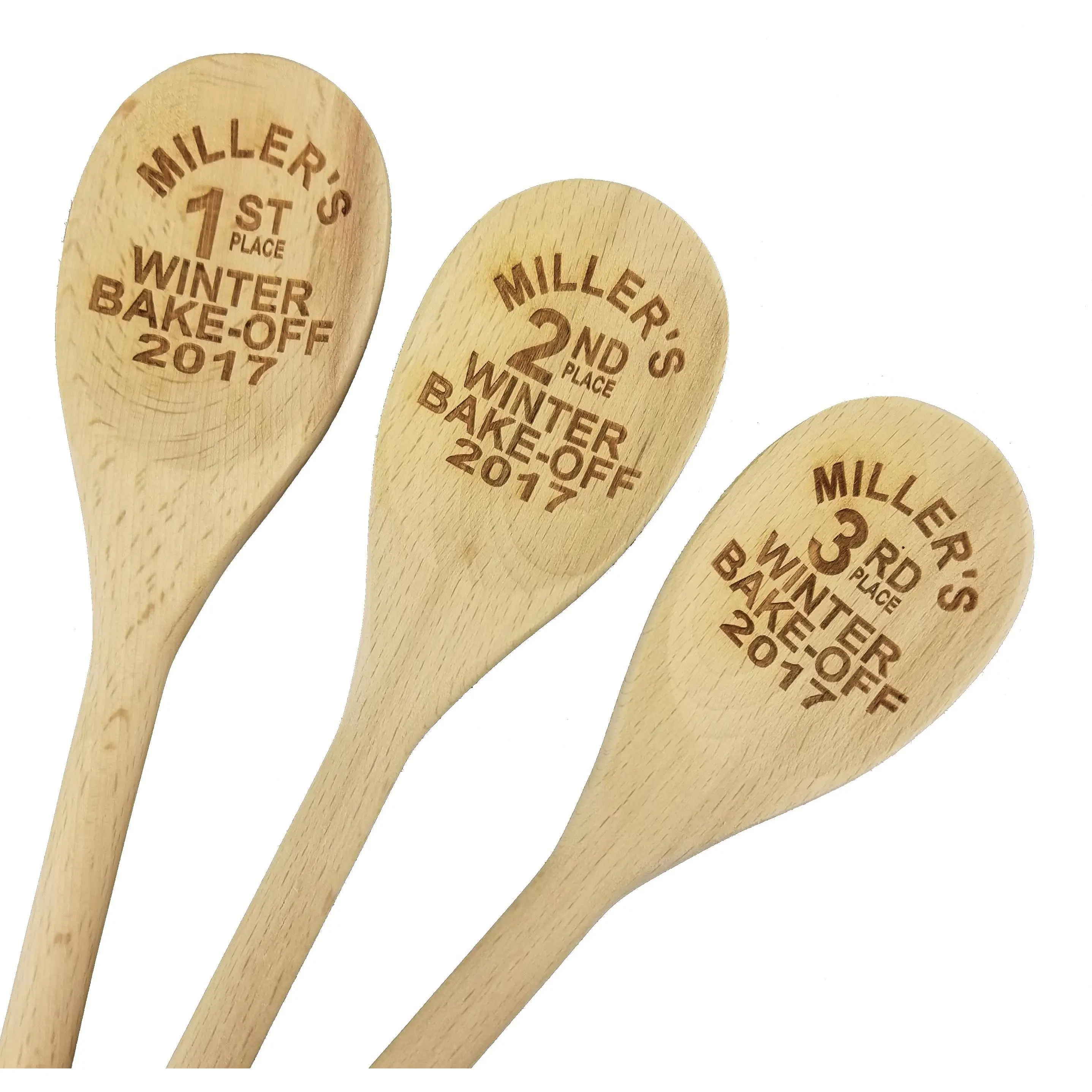 Bake Off Custom Engraved Wood Spoon Prizes (Set of 3)
