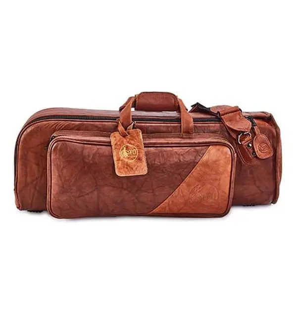 Gard Bags - Single Trumpet Gig Bag, Antique Brown Leather with Tan Trim (1-ELN-LT)