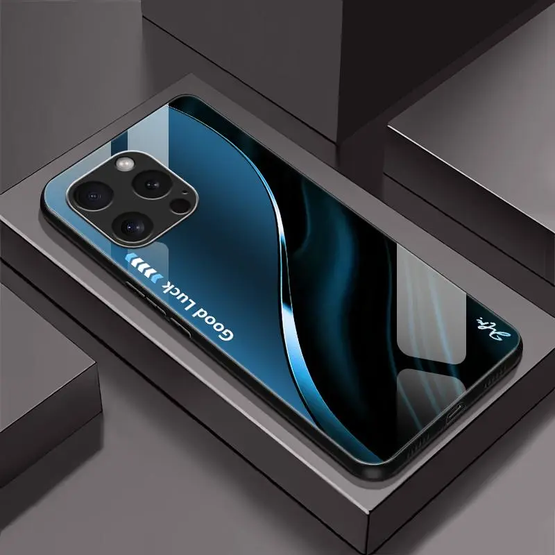 Suitable for [iPhone 16 Pro Max] Simple silk gradient glass phone case, affordable, fully shockproof, drop-proof and wear-resistant 995