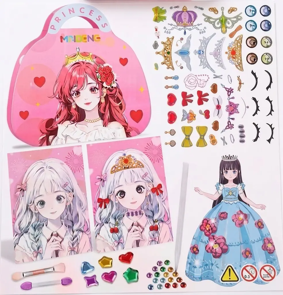 Special Diamond Painting & Princess Book Makeup Craft Kits Foil Art Books Set Play on Paper,Art Educational Toys Crafts Kit for Girl Handcraft #Summervibes#Summervibes