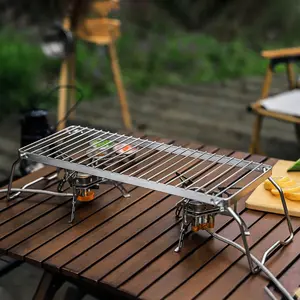 Stainless Steel Camping Grill Stand Portable Foldable Stove Rack with High Heat Resistance Perfect for Outdoor Cooking and Campfire Meals
