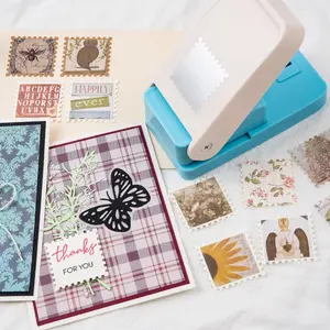 Large DIY Paper Cutter - 1.5 inches long * 1.5 inches wide square stamp collection manual embossing lever-style decorative hole cutting tool, suitable for making scrapbooks, cards, diaries, DIY creative works, paper photo albums decorations, etc.