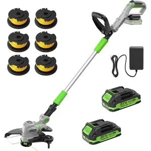 12" 21V Weed Wacker Cordless, 2 in 1 String Trimmer & Edger with Auto Line Feed, 2 Speed Modes, 2 X 2.0Ah /1 X  Charger/6 X Replacement Spools, Weed Eater for Lawn, Garden, etc