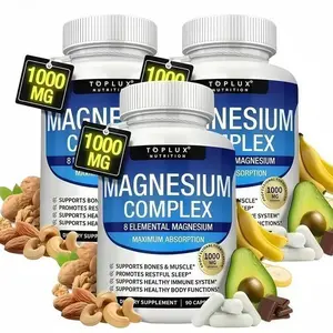 3 Bottles of Nutrition Magnesium Complex 7 Elemental 1000mg Sources Men Women Bone Muscle Sleep lmmune Support Nature Decent Fitness Dietary Supplement Malate Taurate Chelated for Easy Absorptionfor Bones Muscle Recovery Energy 90Capsules Glycinate