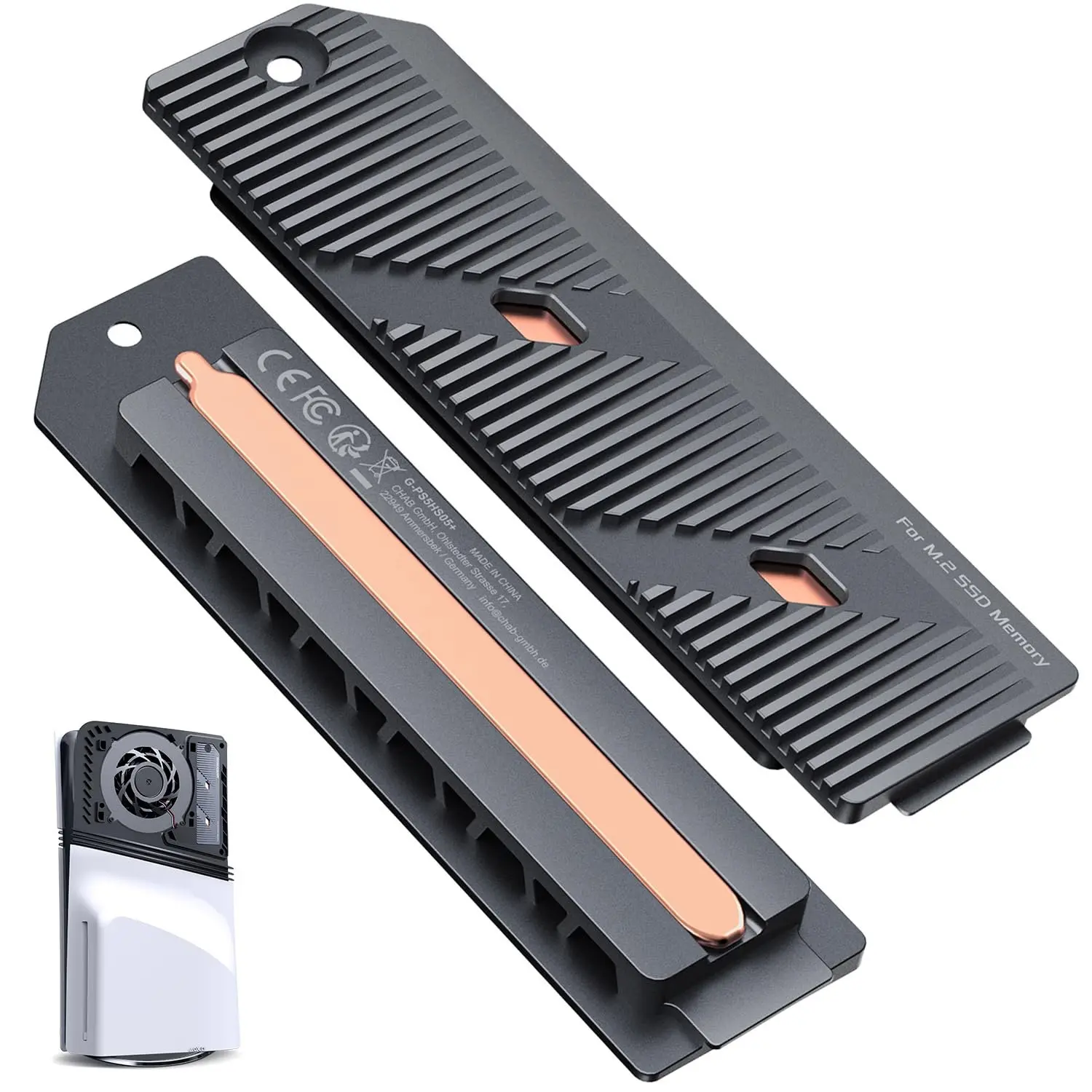 PS5 Pro/PS5 Slim M.2 SSD Heatsink with Heatpipe, Integrated Copper ...