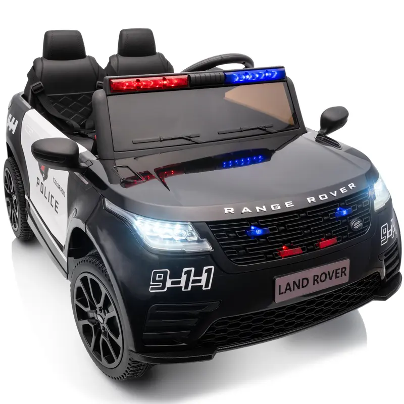 Hikiddo 24V Kids Ride on Police Car, Licensed Land Rover Electric Car for Boys Girls Toddlers with Remote Megaphone Bluetooth