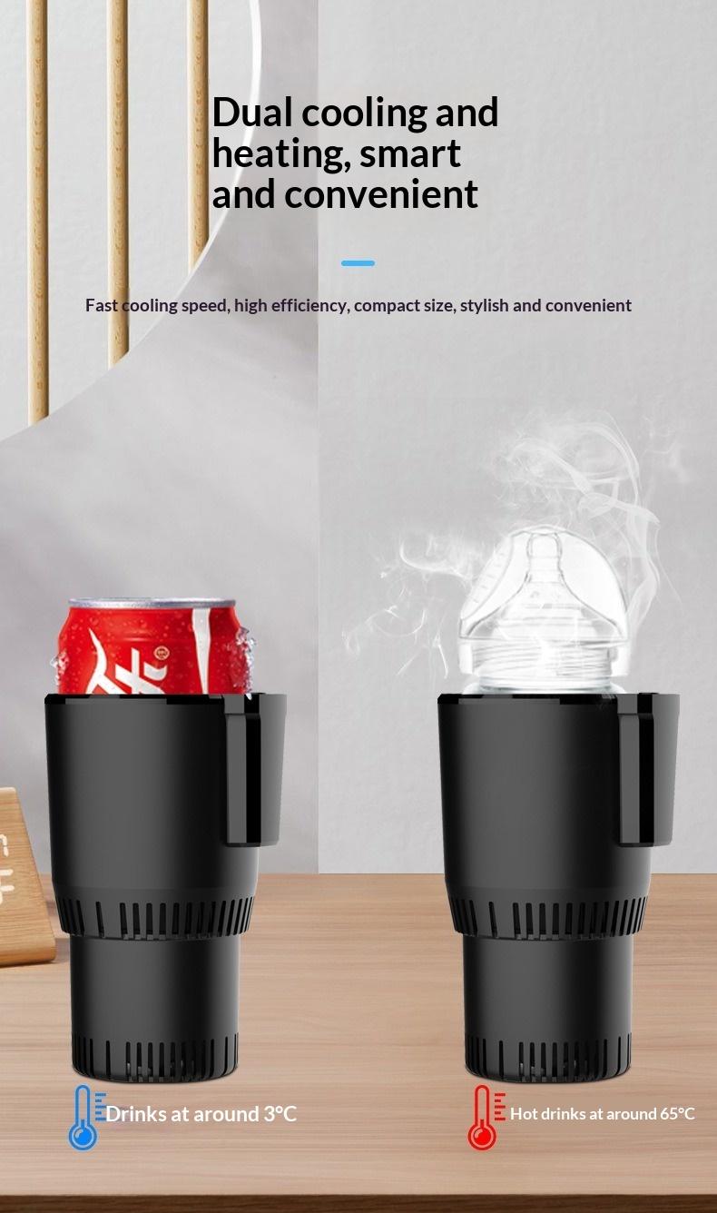 Recent smart temperature-controlled cup with TEC cooling and heating technology. Cools in 15 mins to 2-7°C, heats in 8 mins to 58-70°C. Portable, quiet, compatible with various containers. Ideal for car, office, home, and outdoor use.