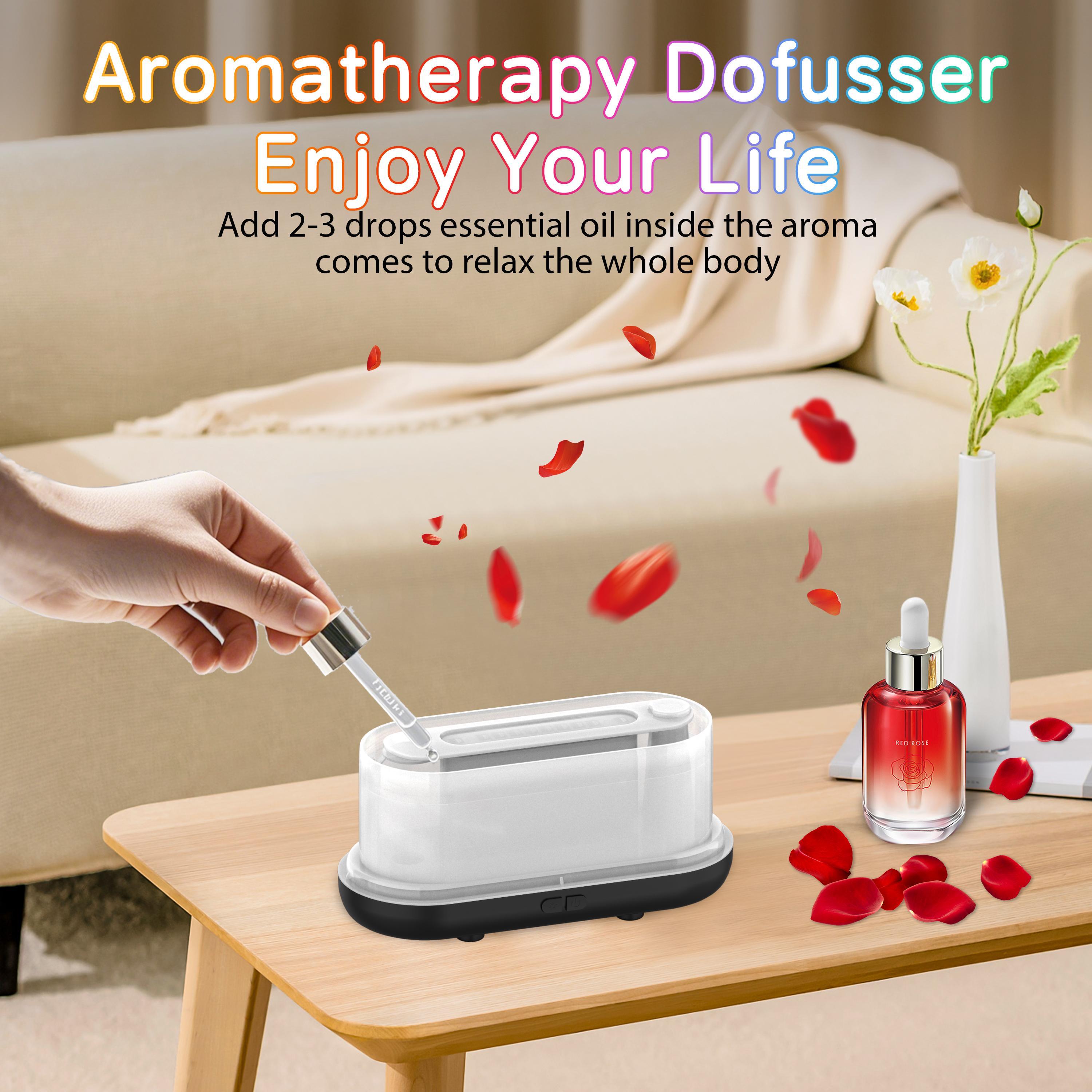 Colourful, safe, pulsating flame aroma diffuser, humidifier, with colour-changing feature