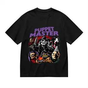 Puppet Master Horror Movie Graphic T-Shirt - Black Short Sleeve Tee with Colorful Character Design, 220gsm Heavyweight Fabric, Regular Fit Unisex Casual Shirt for Men & Women,Large-sized T-shirt - Com