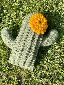 Soft Crochet Cactus Throw Pillow