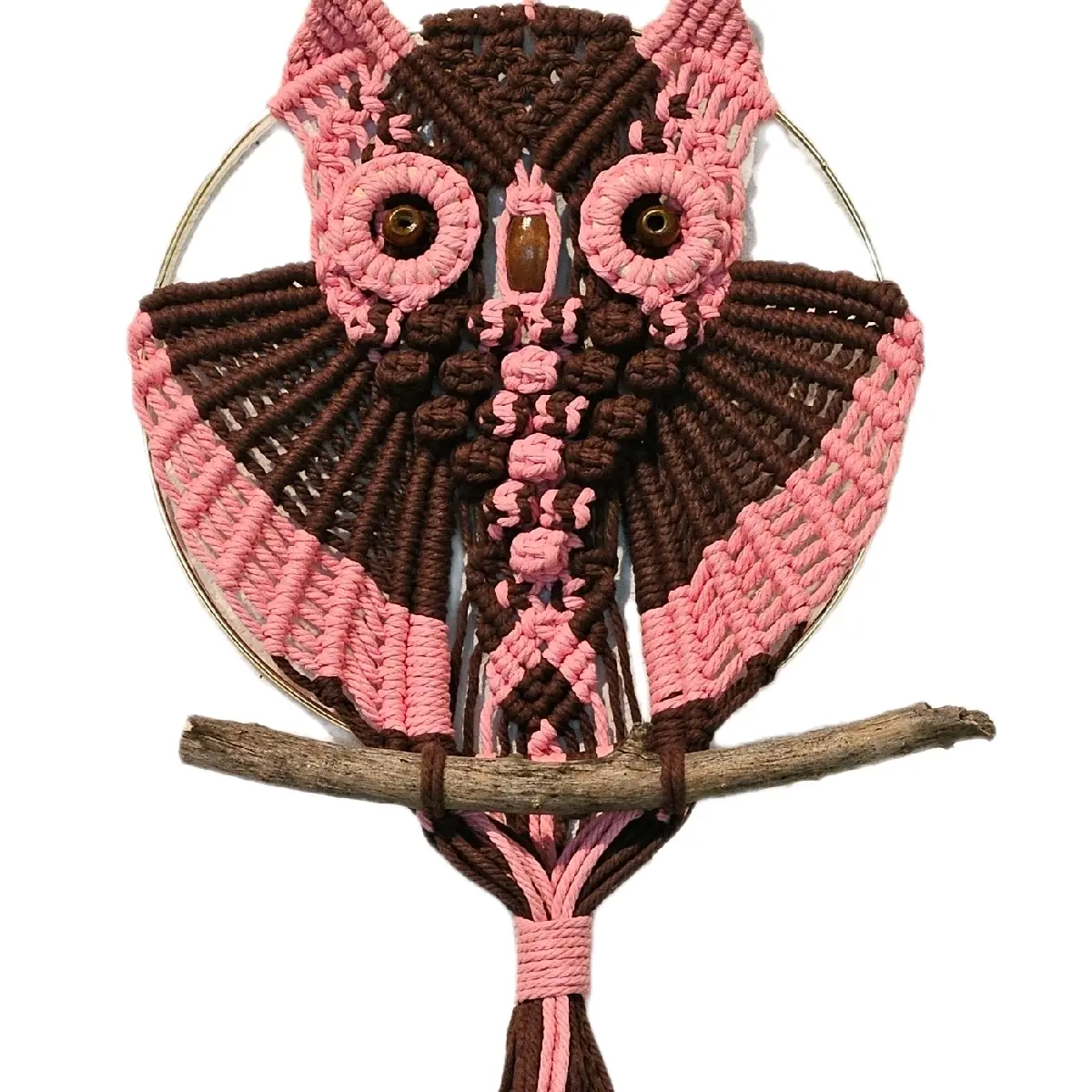 single 14" wall hanging owl cholla wood