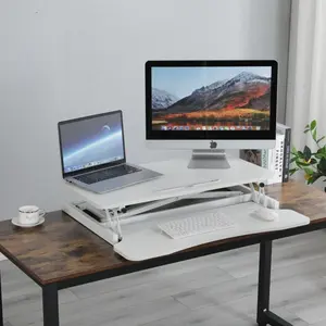 32 Inch Desk Converter, Height Adjustable Sit to Stand Riser, Dual Monitor and Laptop Workstation with Wide Keyboard Tray, White,standing desk,Gift for Mother's day
