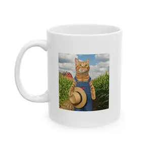 Countryside Cat Meme Barn Photo Mug | Ceramic Coffee Tea Mug 11oz 15oz