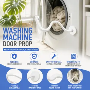 Magnetic Washer Door Prop, Universal Flexible White Holder for Front Load Washing Machines, Household Appliance Accessory to Keep Washer Fresh and Prevent Mold