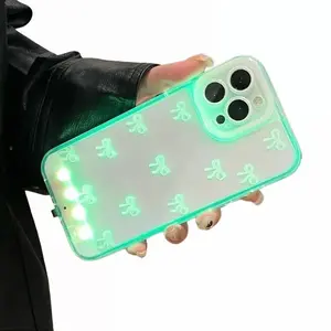 Oceantree LED Ribbon Bowknot Smartphone Case - Wireless-Friendly, Butterfly-Design Accessories for iPhone 11/12/13/14/15/16/17 Pro/Pro Max/Plus, Stylish Protective Cover for Daily Use#SummerVibes