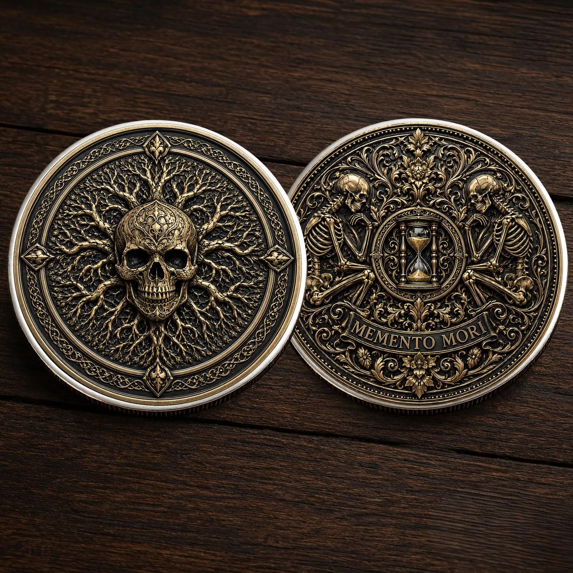 Skull & Tree Of Life Coin, Motivation Daily Reminder Death Stoicism Coin Chip Appreciation Keepsake Gift