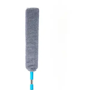 2-piece set (telescopic rod +1 washable cloth) electrostatic bed bottom sofa cleaning system Microfiber Duster - Adjustable dust collector with telescopic handle, used for hidden dust removal, furniture, and small Spaces