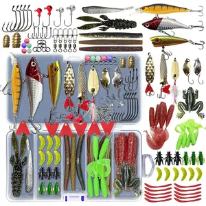 Fishing Lures Kit Set, Baits Tackle Including Crankbaits, Topwater Lures, Spinnerbaits, Worms, Jigs, Hooks, Tackle Box and  Fishing Gear Lures for Bass Trout