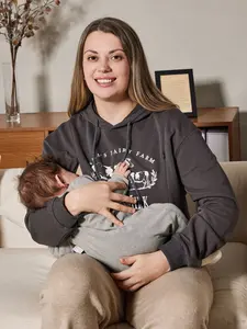 Giftifymama Nursing Hoodie for Breastfeeding Fleece Maternity Nursing Tops with Zippers Cotton Pregnancy Clothes