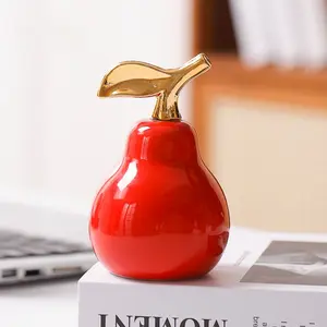Ceramic Apple Decorative Piece, European Style Home Ornament, Suitable for All Seasons, Ideal for Living Room & Bookshelf