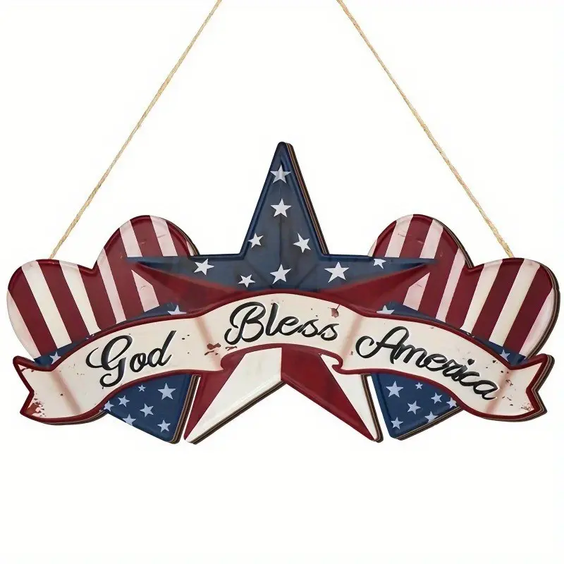 Independence Day Wooden Decoration Plaque, Indoor Outdoor Door Wall Hanging Ornament, Home Front Door Decor, Party Decoration Gift, Wooden Decorative Ornaments