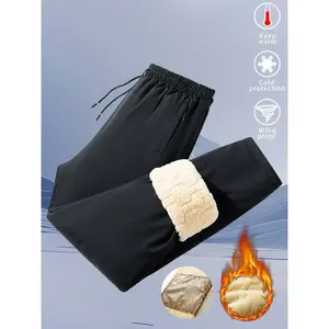 2-Pack Graphene Heated Softshell Pants for Men and Women - Waterproof, Windproof, Thermal Fleece Lined, Extra Warm Winter Cotton Pants with Elastic Cuffs - Casual Straight-Leg Trousers for Seniors and Dad Menswear Beige