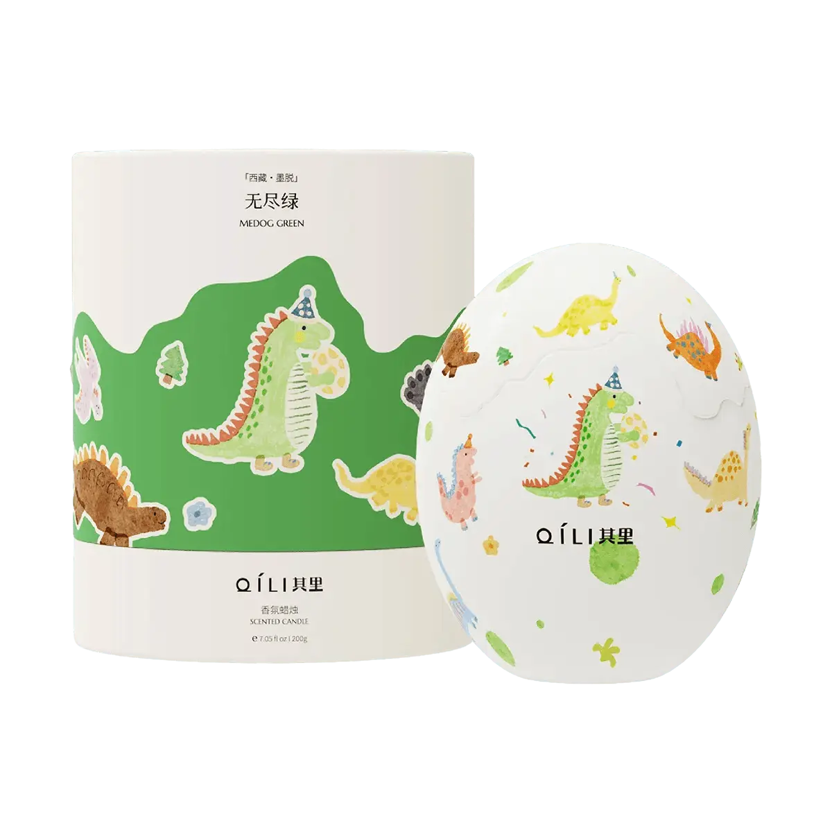 QILI Giant Dinosaur Egg Scented Candle - Endless Green 200g | Unique Birthday Gift, Home Fragrance, Aromatherapy Candle for Kids & Adults