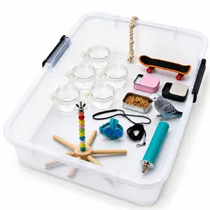 11PCS Pet Bird Accessories Set - Toys, Feeding Cup & Perch Stand for Small Birds (Parakeets, Cockatiels, Lovebirds, Conures)