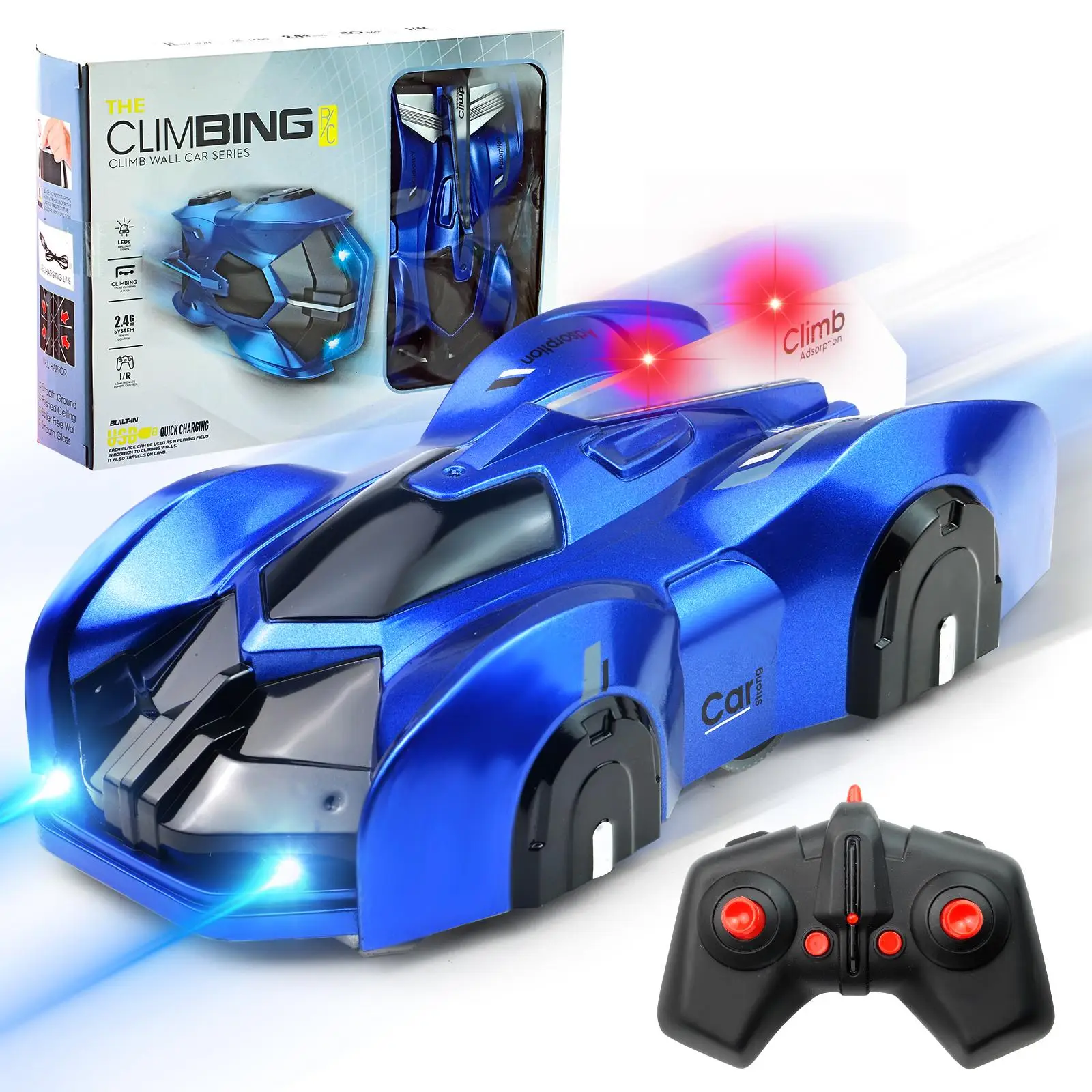 Wall Climbing Remote Control Car, Dual Mode 360° Rotating RC Stunt Cars with Headlight Rechargeable Toys for Boys