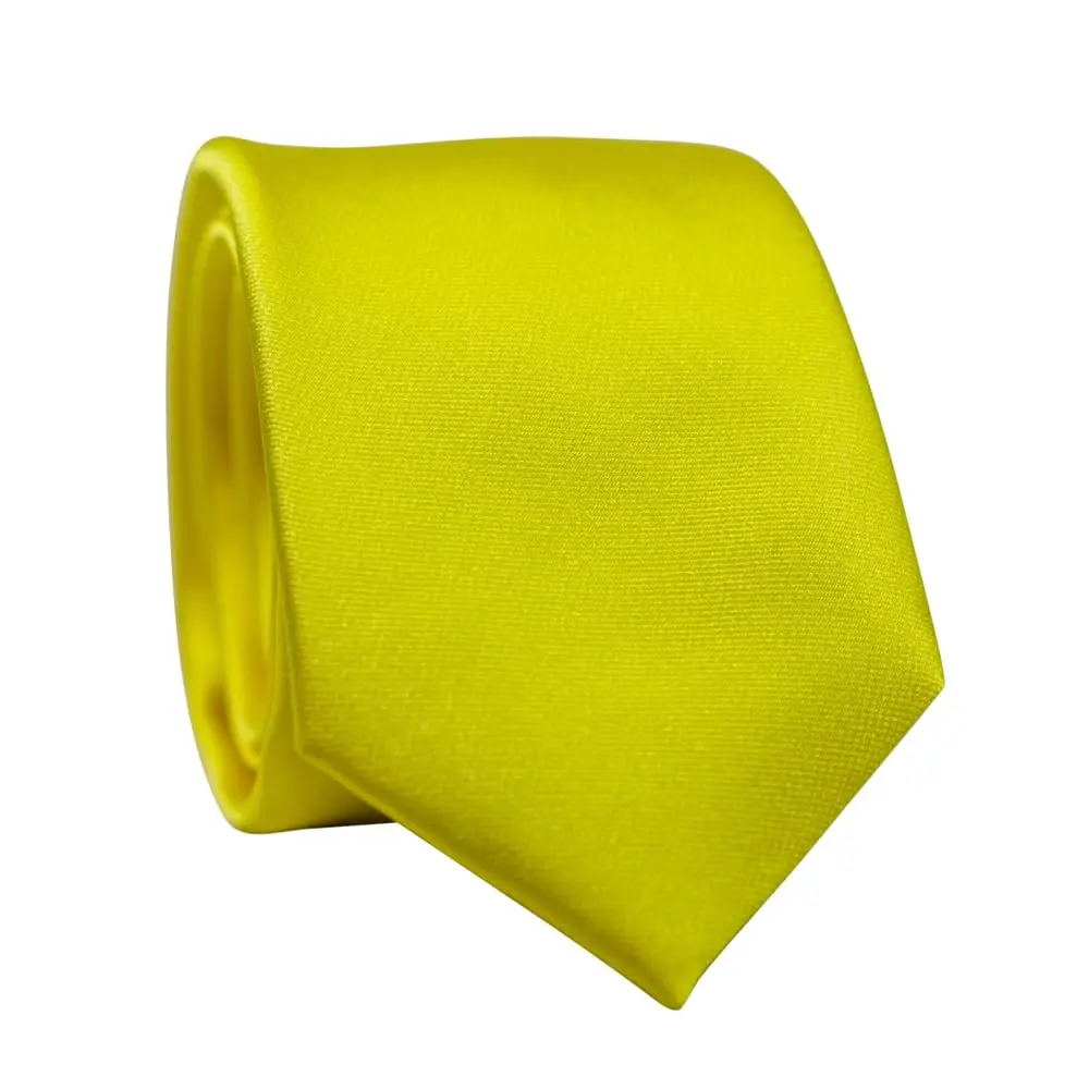 DAZI Men's Skinny Tie, Solid Satin Ties, 2.5" Wide Neckties, Solid Pure Color Formal Necktie (Yellow)