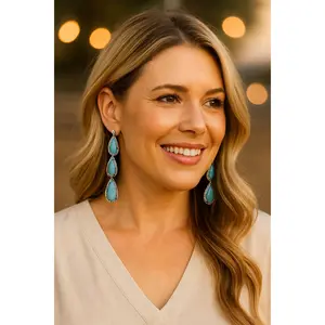 Turquoise and Silver Tiered Drop Earrings